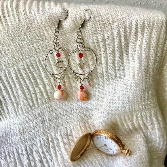 Handmade Dolphin Dangle Earrings - Picture 3 of 7
